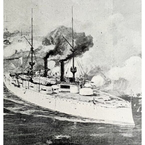 Battle Of Manila Navy Victorian 1898 Print Cuba's Freedom Spanish War DWU15 - Picture 1 of 2